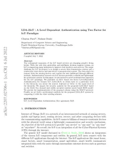 LDA-2IoT : A Level Dependent Authentication using Two Factor for IoT
  Paradigm