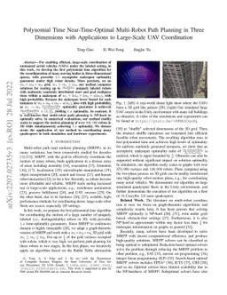 Polynomial Time Near-Time-Optimal Multi-Robot Path Planning in Three
  Dimensions with Applications to Large-Scale UAV Coordination