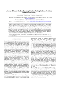 A Survey of Recent Machine Learning Solutions for Ship Collision
  Avoidance and Mission Planning