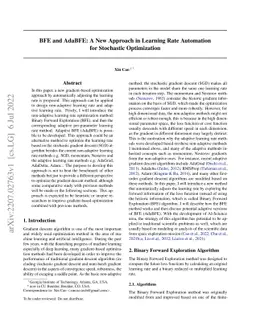 BFE and AdaBFE: A New Approach in Learning Rate Automation for
  Stochastic Optimization