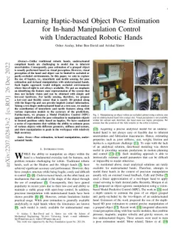 Learning Haptic-based Object Pose Estimation for In-hand Manipulation
  Control with Underactuated Robotic Hands