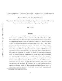 Learning Optimal Solutions via an LSTM-Optimization Framework