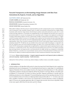 Towards Transparency in Dermatology Image Datasets with Skin Tone
  Annotations by Experts, Crowds, and an Algorithm
