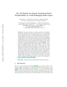 Not All Models Are Equal: Predicting Model Transferability in a
  Self-challenging Fisher Space