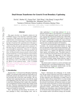 Dual-Stream Transformer for Generic Event Boundary Captioning