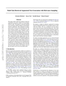 Multi-Task Retrieval-Augmented Text Generation with Relevance Sampling