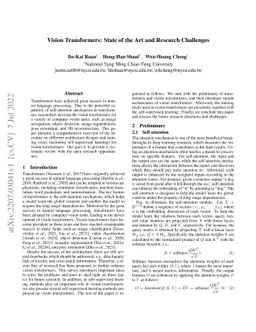 Vision Transformers: State of the Art and Research Challenges