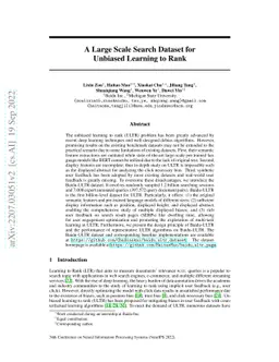 A Large Scale Search Dataset for Unbiased Learning to Rank