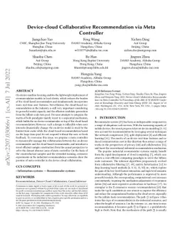 Device-Cloud Collaborative Recommendation via Meta Controller