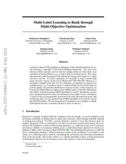 Multi-Label Learning to Rank through Multi-Objective Optimization