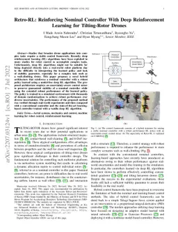 Retro-RL: Reinforcing Nominal Controller With Deep Reinforcement
  Learning for Tilting-Rotor Drones