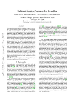 End-to-end Speech-to-Punctuated-Text Recognition