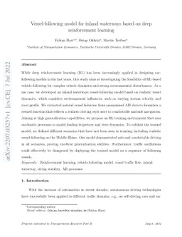 Vessel-following model for inland waterways based on deep reinforcement
  learning