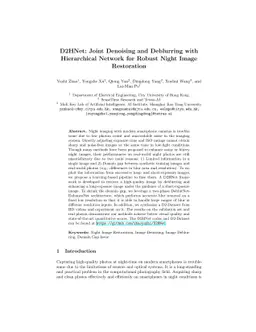 D2HNet: Joint Denoising and Deblurring with Hierarchical Network for
  Robust Night Image Restoration