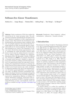 Softmax-free Linear Transformers