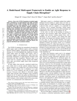 A Model-based Multi-agent Framework to Enable an Agile Response to
  Supply Chain Disruptions