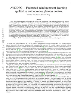 AVDDPG: Federated reinforcement learning applied to autonomous platoon
  control