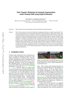 False Negative Reduction in Semantic Segmentation under Domain Shift
  using Depth Estimation