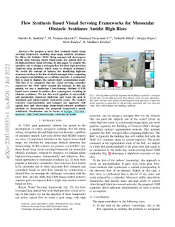 Flow Synthesis Based Visual Servoing Frameworks for Monocular Obstacle
  Avoidance Amidst High-Rises