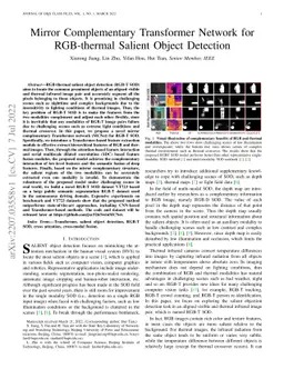 Mirror Complementary Transformer Network for RGB-thermal Salient Object
  Detection