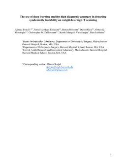 The use of deep learning enables high diagnostic accuracy in detecting
  syndesmotic instability on weight-bearing CT scanning