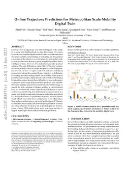 Online Trajectory Prediction for Metropolitan Scale Mobility Digital
  Twin