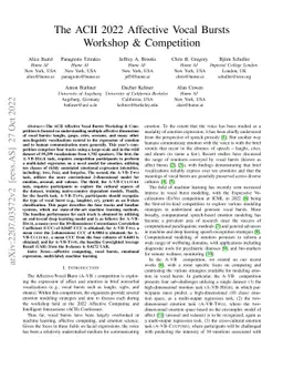 The ACII 2022 Affective Vocal Bursts Workshop & Competition:
  Understanding a critically understudied modality of emotional expression