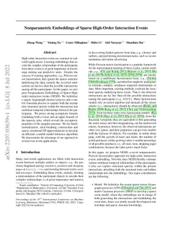 Nonparametric Embeddings of Sparse High-Order Interaction Events