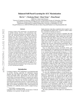 Balanced Self-Paced Learning for AUC Maximization