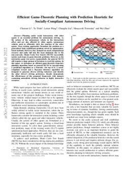 Efficient Game-Theoretic Planning with Prediction Heuristic for
  Socially-Compliant Autonomous Driving