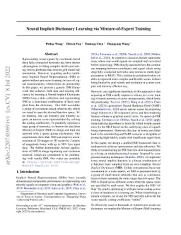 Neural Implicit Dictionary via Mixture-of-Expert Training