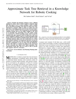 Approximate Task Tree Retrieval in a Knowledge Network for Robotic
  Cooking