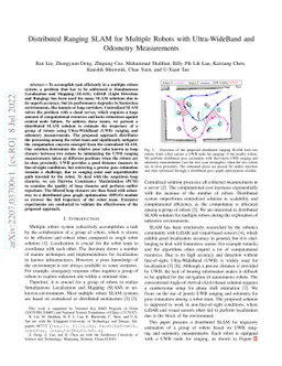 Distributed Ranging SLAM for Multiple Robots with Ultra-WideBand and
  Odometry Measurements