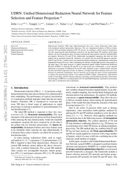UDRN: Unified Dimensional Reduction Neural Network for Feature Selection
  and Feature Projection