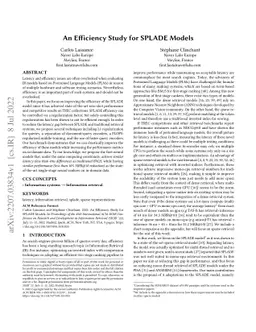 An Efficiency Study for SPLADE Models