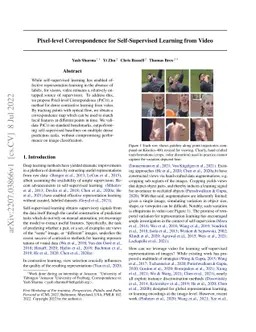 Pixel-level Correspondence for Self-Supervised Learning from Video