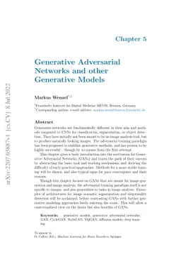 Generative Adversarial Networks and Other Generative Models