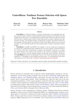 ControlBurn: Nonlinear Feature Selection with Sparse Tree Ensembles