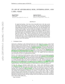 A law of adversarial risk, interpolation, and label noise