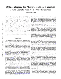 Online Inference for Mixture Model of Streaming Graph Signals with
  Non-White Excitation