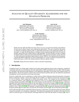 Analysis of Quality Diversity Algorithms for the Knapsack Problem