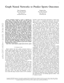 Graph Neural Networks to Predict Sports Outcomes