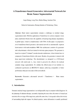 A Transformer-based Generative Adversarial Network for Brain Tumor
  Segmentation
