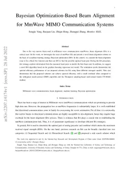 Bayesian Optimization-Based Beam Alignment for MmWave MIMO Communication
  Systems