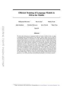Efficient Training of Language Models to Fill in the Middle