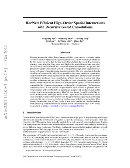 HorNet: Efficient High-Order Spatial Interactions with Recursive Gated
  Convolutions