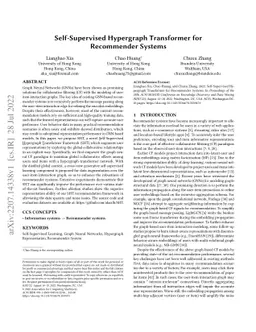 Self-Supervised Hypergraph Transformer for Recommender Systems