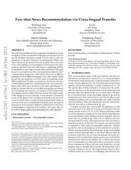Few-shot News Recommendation via Cross-lingual Transfer