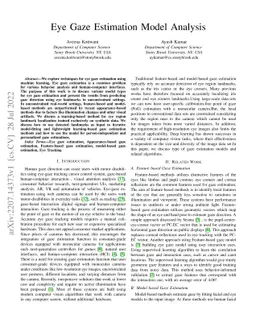 Eye Gaze Estimation Model Analysis