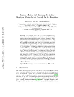 Sample-efficient Safe Learning for Online Nonlinear Control with Control
  Barrier Functions